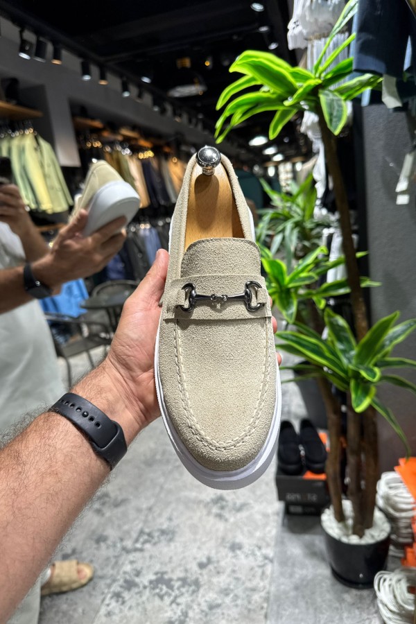 OLD- 5401  SÜET LACİVERT DEMİR TOKA Detaylı Erkek Ayakkabı