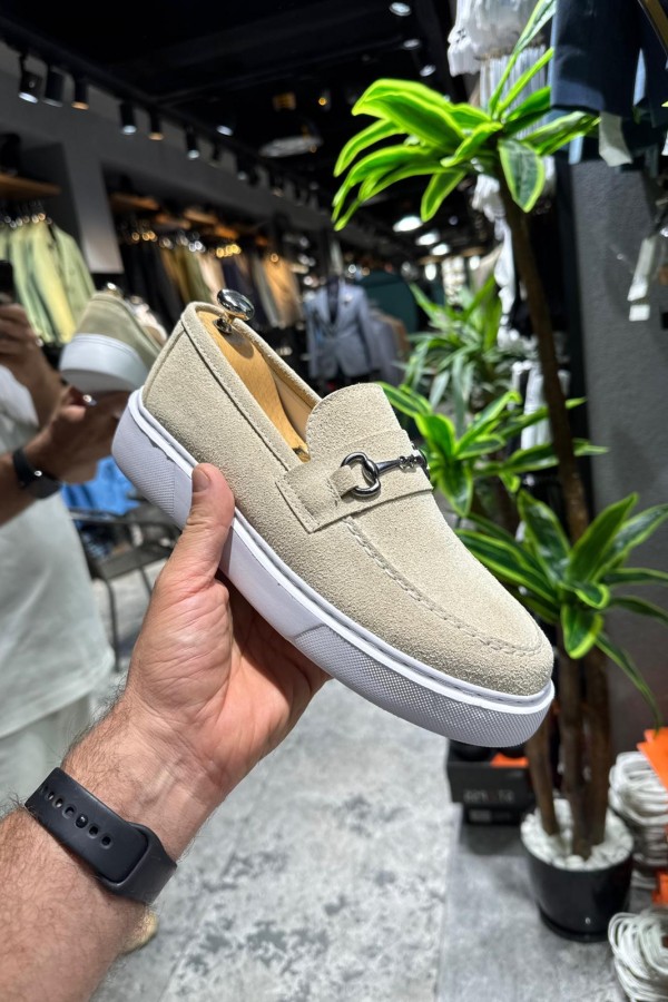 OLD- 5401  SÜET LACİVERT DEMİR TOKA Detaylı Erkek Ayakkabı