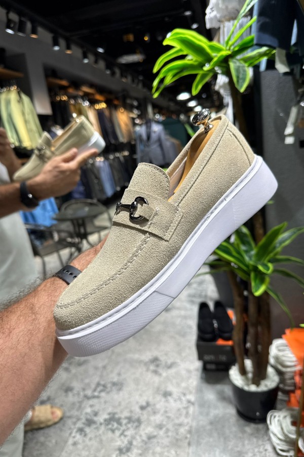 OLD- 5401  SÜET LACİVERT DEMİR TOKA Detaylı Erkek Ayakkabı