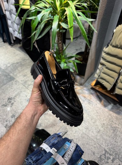 OLD- 5001 TOKALI SİYAH RUGAN   Detaylı Erkek Ayakkabı