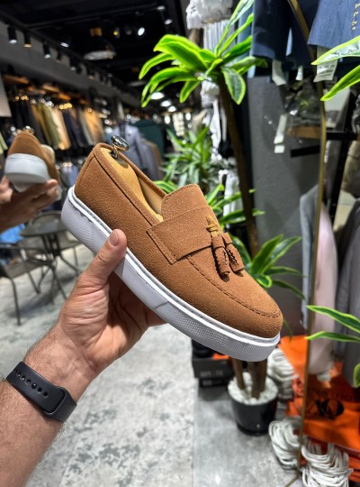 OLD- 5102 SÜET KAHVERENGİ  PÜSKÜL  Detaylı Erkek Ayakkabı