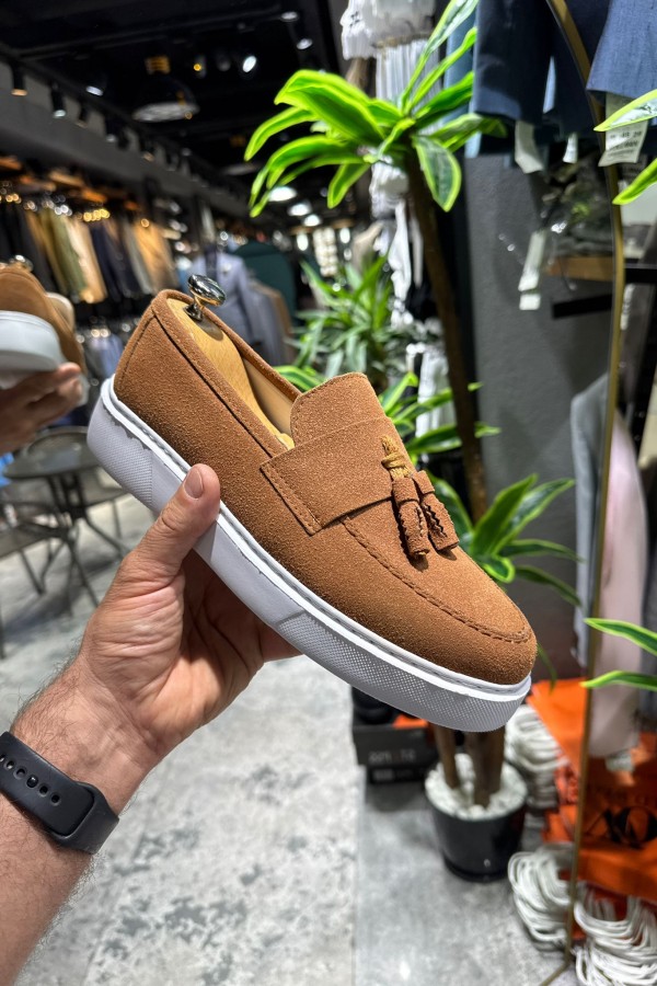 OLD- 5102 SÜET KAHVERENGİ  PÜSKÜL  Detaylı Erkek Ayakkabı