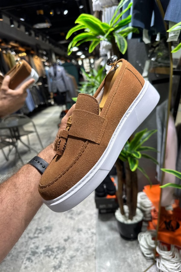 OLD- 5102 SÜET KAHVERENGİ  PÜSKÜL  Detaylı Erkek Ayakkabı