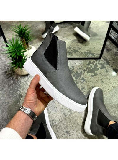 OLD 202 GRİ DERİ BEYAZ TABAN