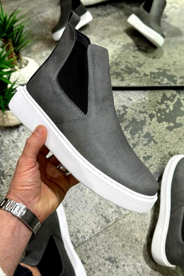 OLD 201 MAT SİYAH BEYAZ TABAN DERİ BOT