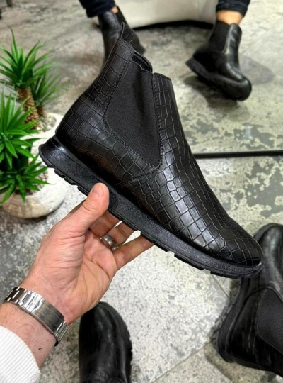 OLD 224   DAMALI SİYAH DERİ SPOR SİYAH TABAN