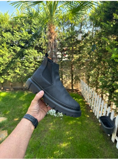 OLD  102 SİYAH MAT CİLT KIŞLIK BOT