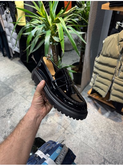 OLD  1401 Yüksek Taban Siyah RUGAN Cilt Detaylı Erkek Ayakkabı