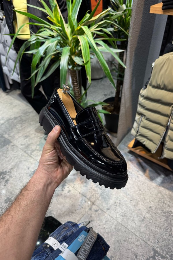 OLD  1401 Yüksek Taban Siyah RUGAN Cilt Detaylı Erkek Ayakkabı