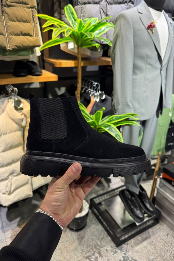 OLD 220  SİYAH SÜET. YANDAN FERMUARLI