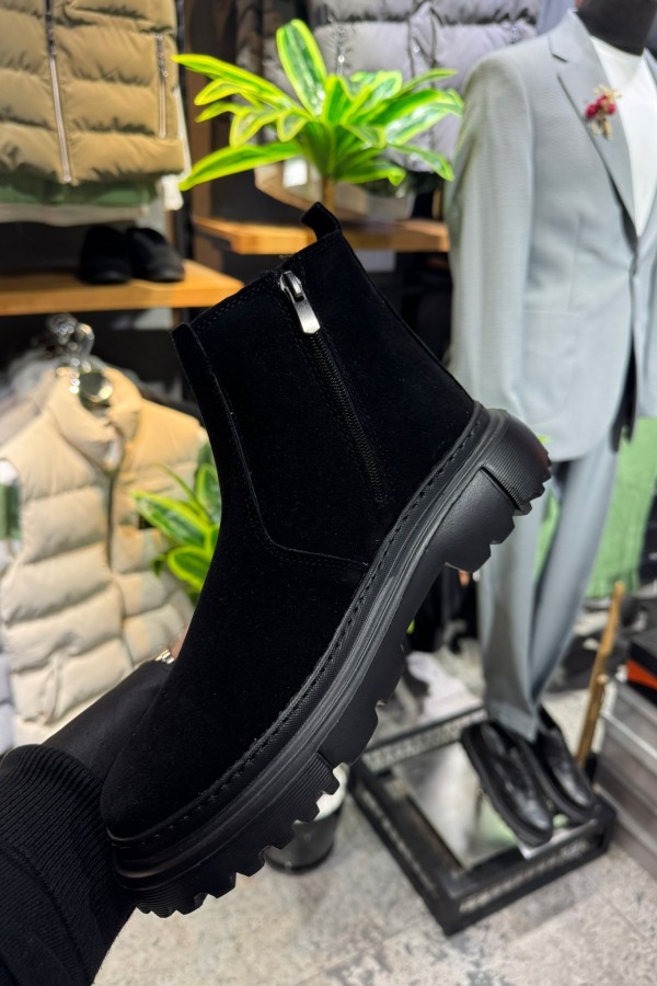 OLD 220  SİYAH SÜET. YANDAN FERMUARLI