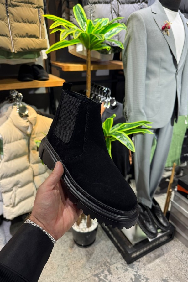 OLD 220  SİYAH SÜET. YANDAN FERMUARLI