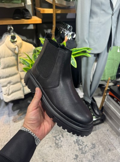 OLD 221 SİYAH DERİ  YANDAN FERMUARLI