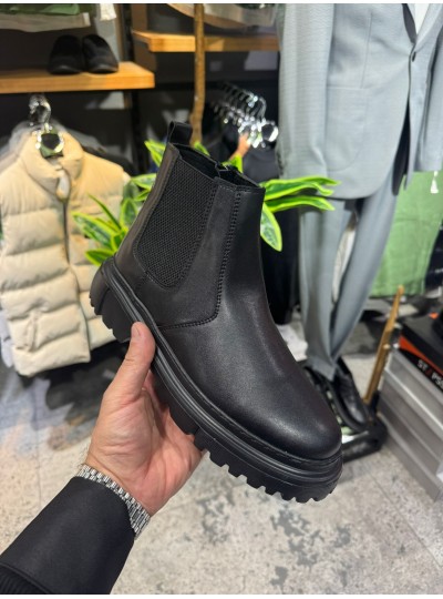 OLD 221 SİYAH DERİ  YANDAN FERMUARLI