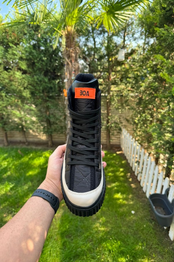 OLD 8108- SİYAH ,BEYAZ  PARAŞÜT KUMAŞ BOT