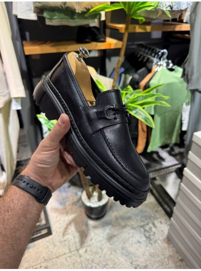 OLD- 5070 Siyah Deri tokalı Eva taban 