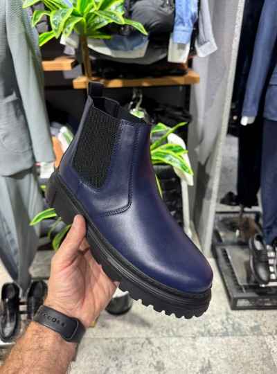 OLD 213 Lacivert Düz Deri EvA Taban