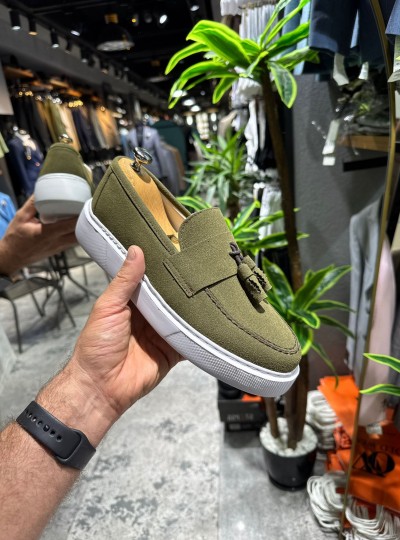 OLD- 5104 SÜET HAKİ YEŞİLİ PÜSKÜL  Detaylı Erkek Ayakkabı