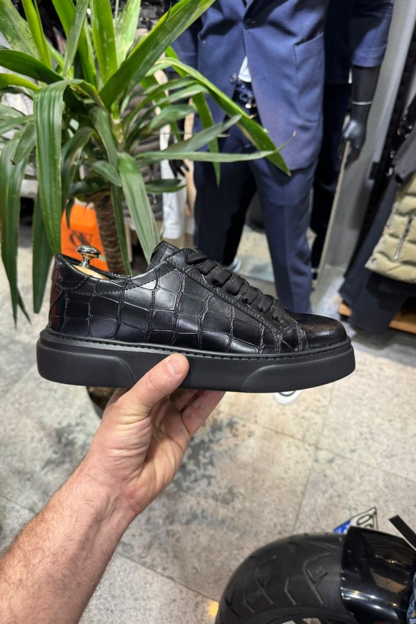 OLD- 5002  SİYAH DAMALI   Detaylı Erkek Ayakkabı