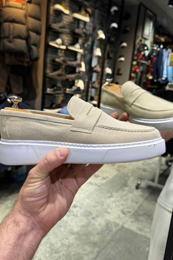 OLD- 5305 SÜET KUM BEJ   Detaylı Erkek Ayakkabı