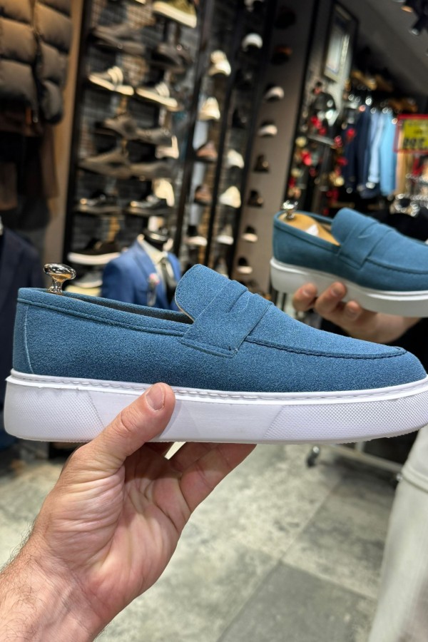 OLD- 5308 SÜET GÖK MAVİSİ   Detaylı Erkek Ayakkabı