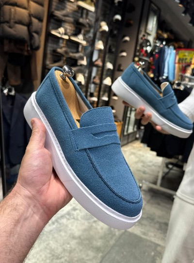 OLD- 5308 SÜET GÖK MAVİSİ   Detaylı Erkek Ayakkabı