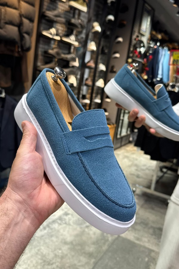 OLD- 5308 SÜET GÖK MAVİSİ   Detaylı Erkek Ayakkabı