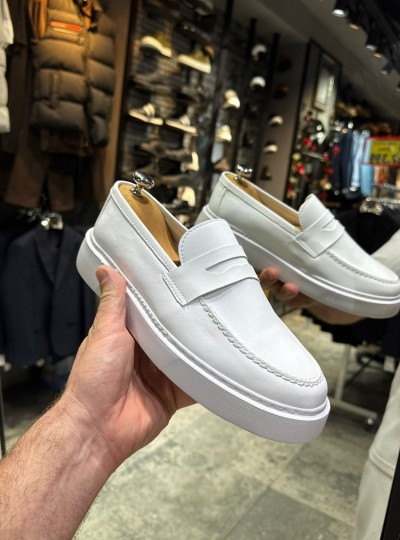 OLD- 5302 DERİ BEYAZ  Detaylı Erkek Ayakkabı