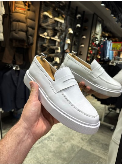 OLD- 5302 DERİ BEYAZ  Detaylı Erkek Ayakkabı