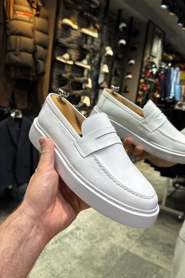 OLD- 5302 DERİ BEYAZ  Detaylı Erkek Ayakkabı