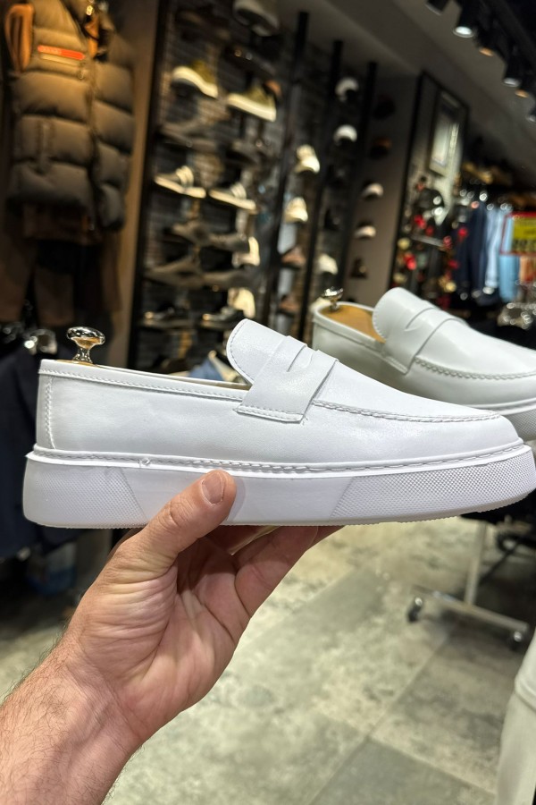 OLD- 5302 DERİ BEYAZ  Detaylı Erkek Ayakkabı