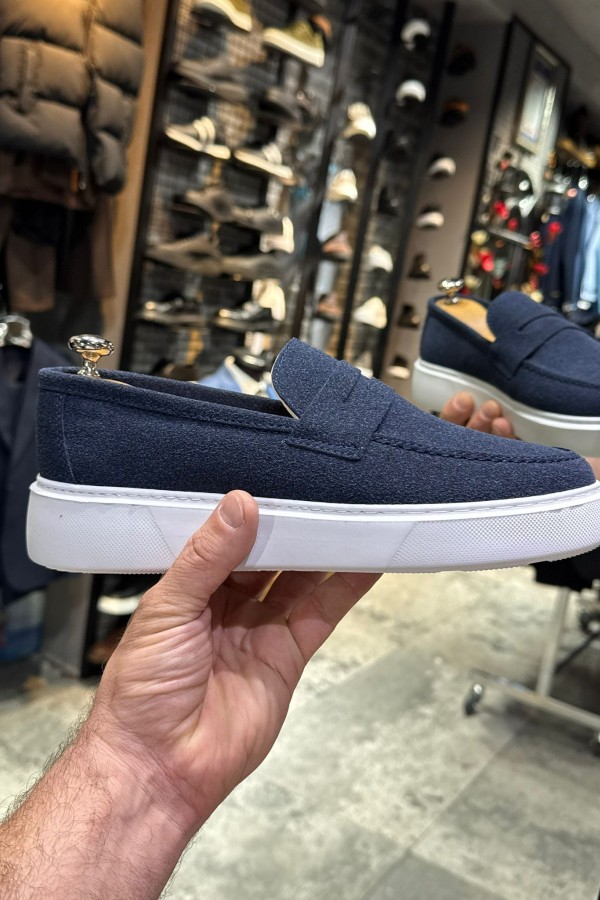 OLD- 5307 SÜET LACİVERT  Detaylı Erkek Ayakkabı