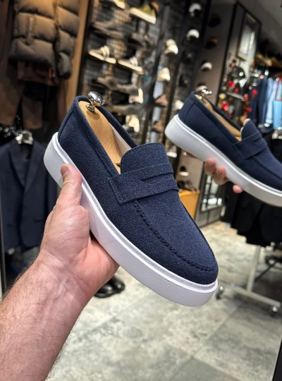 OLD- 5307 SÜET LACİVERT  Detaylı Erkek Ayakkabı