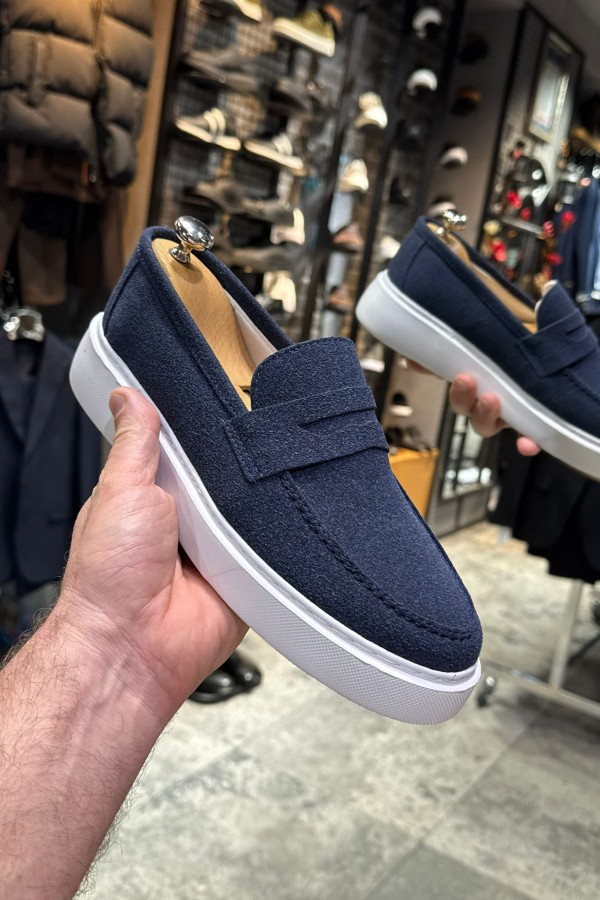 OLD- 5307 SÜET LACİVERT  Detaylı Erkek Ayakkabı