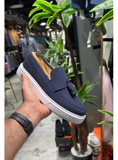 OLD- 5103 SÜET lacivert   PÜSKÜL  Detaylı Erkek Ayakkabı