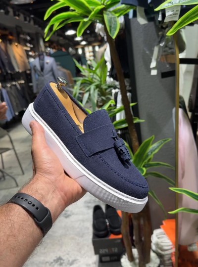 OLD- 5103 SÜET lacivert   PÜSKÜL  Detaylı Erkek Ayakkabı