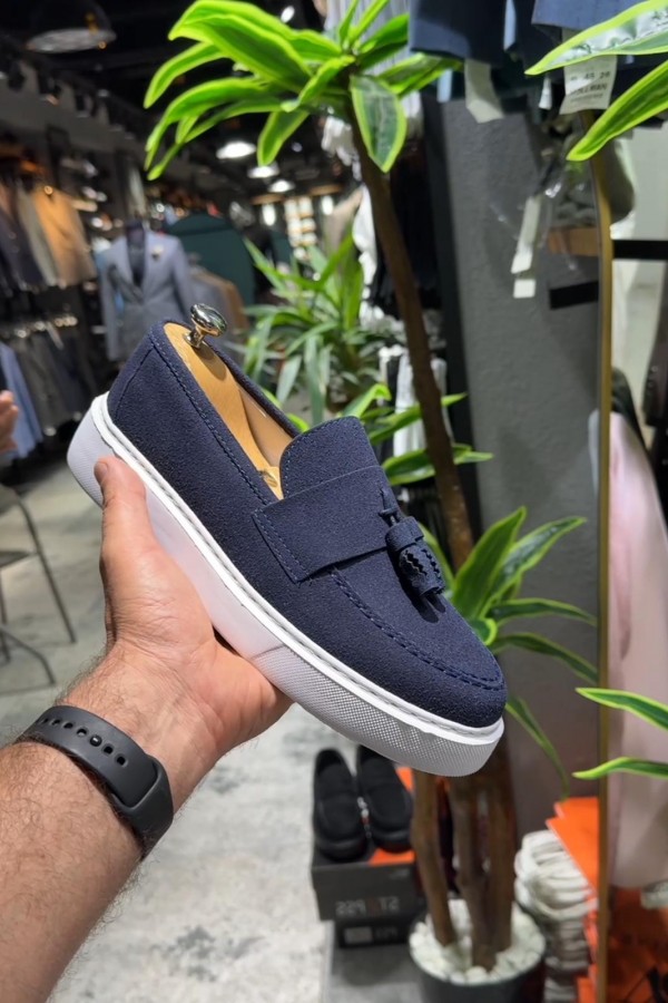 OLD- 5103 SÜET lacivert   PÜSKÜL  Detaylı Erkek Ayakkabı