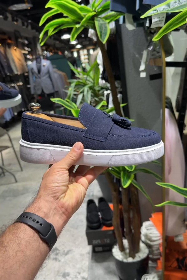 OLD- 5103 SÜET lacivert   PÜSKÜL  Detaylı Erkek Ayakkabı