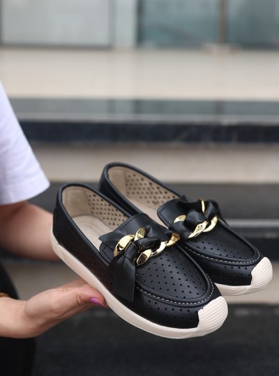 Riwan Siyah Cilt Babet Ayakkabı