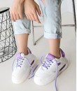 Chris Beyaz Cilt Lila Detaylı Bağcıklı Spor Ayakkabı