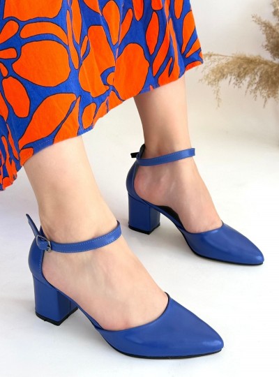 Mulen Mavi Cilt Topuklu Ayakkabı