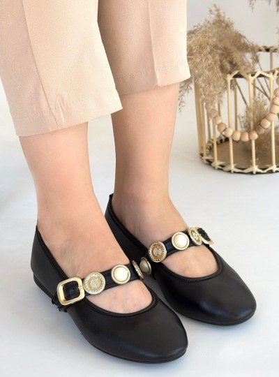 Atnis Siyah Cilt Babet Ayakkabı