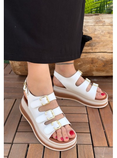 Jatay Beyaz Cilt Sandalet