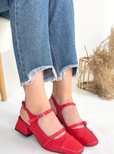 Doran Kırmızı Cilt Topuklu Ayakkabı