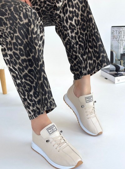 Fiert Bej Cilt Bağcıklı Spor Ayakkabı