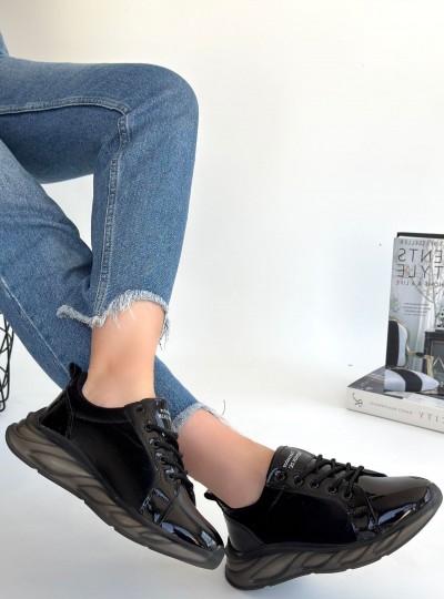 Piona Siyah Rugan Gri Tabanlı Spor Ayakkabı