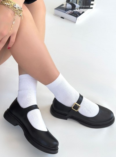 Yokox Siyah Cilt Oxford Ayakkabı