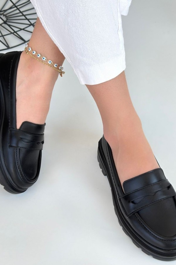 Narli Siyah Cilt Oxford Ayakkabı