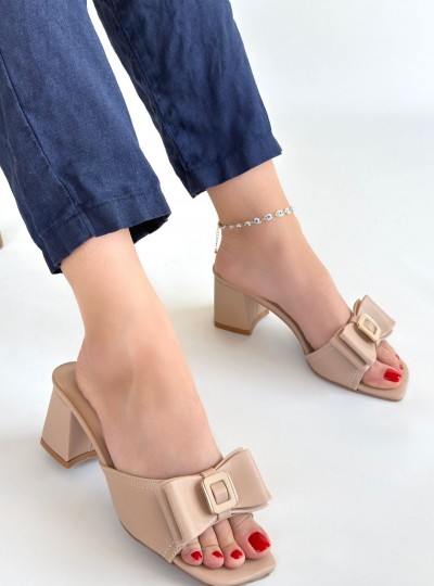 Pier Nude Cilt Topuklu Terlik