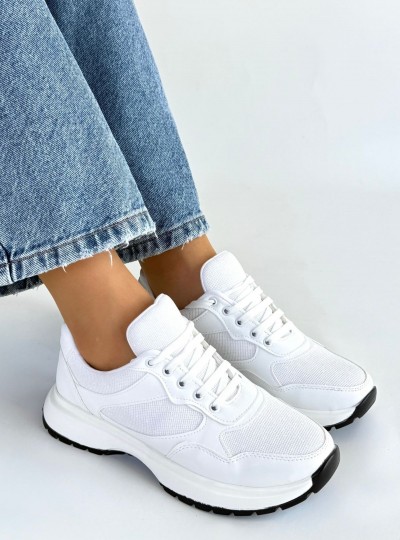 Slar Beyaz Cilt Bağcıklı Spor Ayakkabı